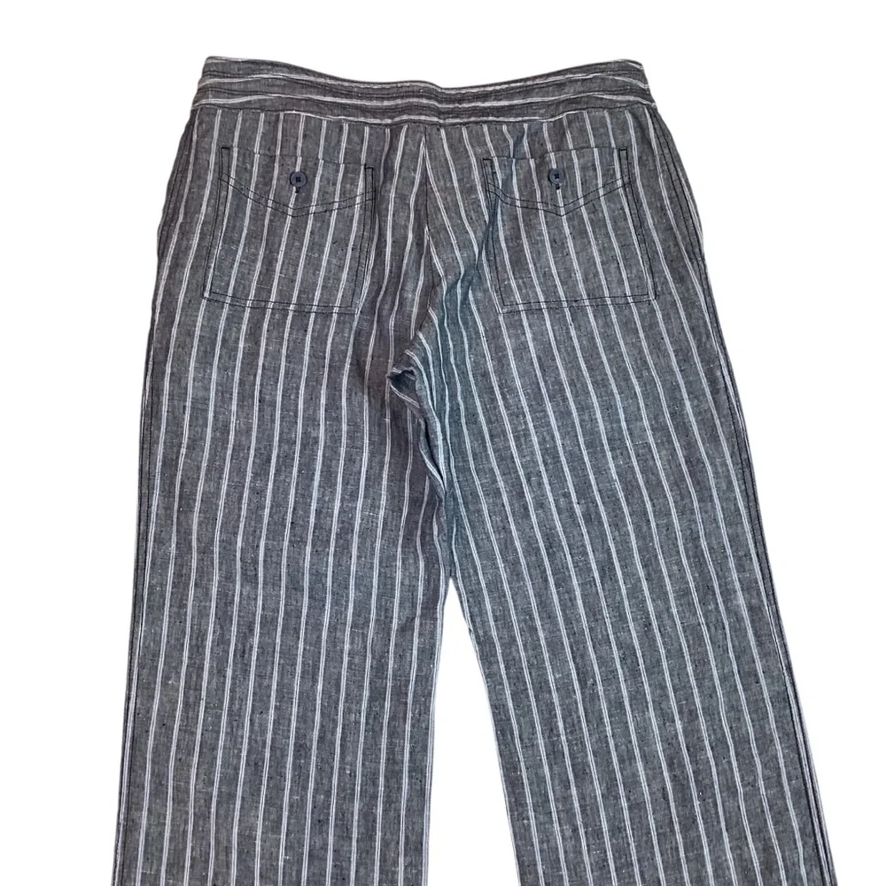 Tommy Bahama Santiago Linen Striped Pant Wide Leg Gray - Picture 5 of 9